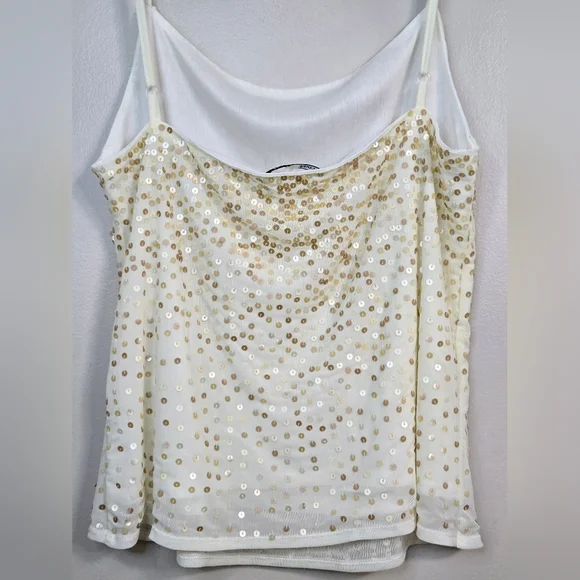 Luisa Cerano Cream & Gold Sequin Embellished Cami, Size 12 ~ VGUC - Picture 4 of 12